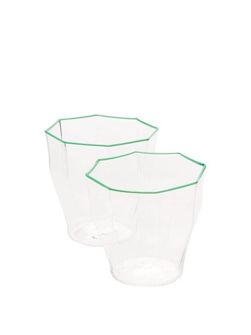 Matchesfashion.com Campbell-rey - Set Of 2 Rosanna Murano Stripe Glasses - Green