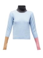Matchesfashion.com Marni - Colour Block Roll Neck Cashmere Sweater - Womens - Blue Multi