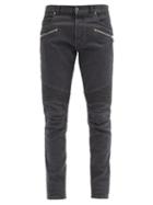 Matchesfashion.com Balmain - Ribbed-panel Slim-leg Jeans - Mens - Grey