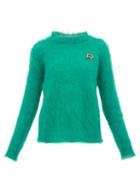Matchesfashion.com Rochas - Crystal Logo Embellished Mohair Blend Sweater - Womens - Green
