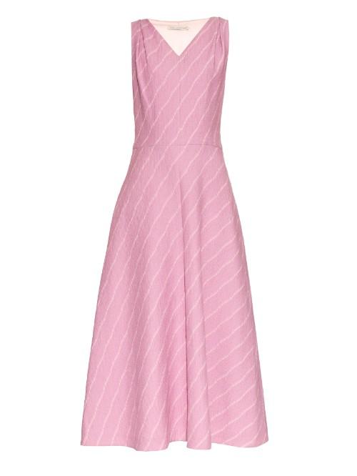 Emilia Wickstead Liv Striped Pleat-back Dress