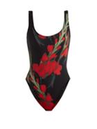 Matchesfashion.com Norma Kamali - Mio Roses Print Swimsuit - Womens - Black Print