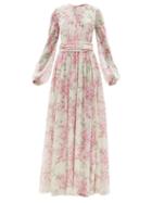 Giambattista Valli - Floral-print Silk-georgette Pleated Gown - Womens - Pink Multi