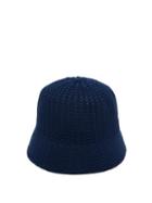 Matchesfashion.com Reinhard Plank Hats - Mucin Termo Knitted-cotton Bucket Hat - Womens - Navy
