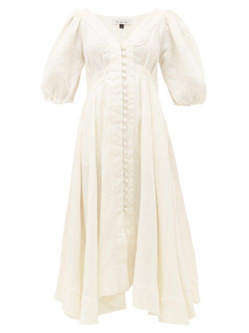 Matchesfashion.com Fil De Vie - Casablanca Handkerchief-hem Linen Dress - Womens - Cream