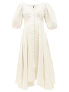 Matchesfashion.com Fil De Vie - Casablanca Handkerchief-hem Linen Dress - Womens - Cream
