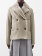 Joseph - Calla Double-breasted Shearling Jacket - Womens - Dark Beige