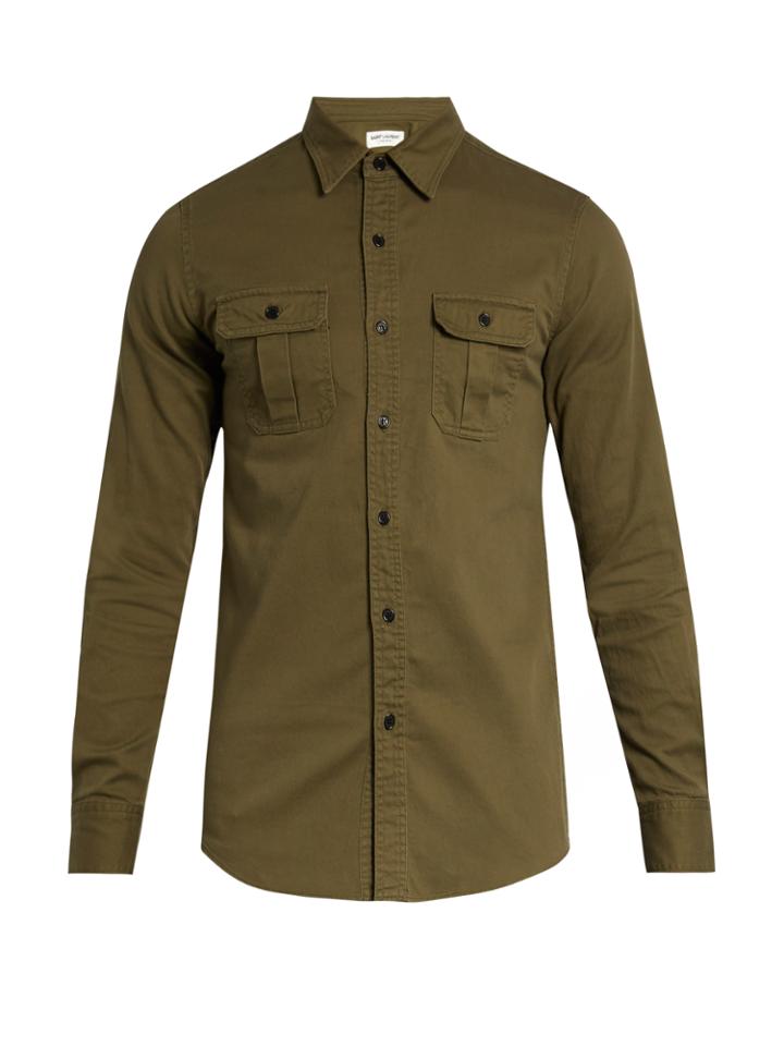 Saint Laurent Point-collar Cotton-drill Shirt