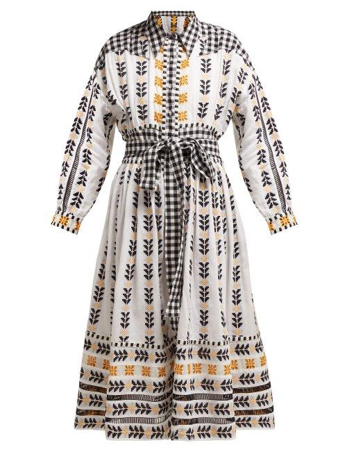 Matchesfashion.com Dodo Bar Or - Constanza Embroidered Cotton Shirtdress - Womens - Black Multi