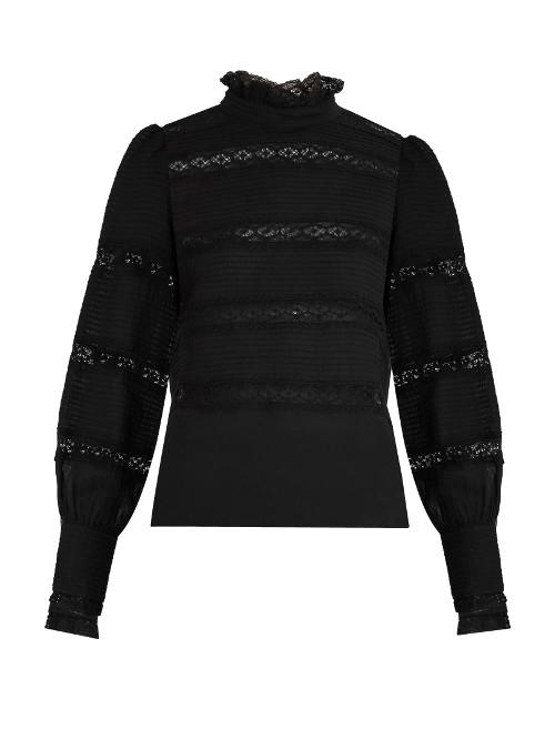 Isabel Marant Étoile Lace-trimmed Long-sleeved Cotton Top