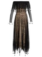 Matchesfashion.com Alexander Mcqueen - Off The Shoulder Pompom Embellished Lace Dress - Womens - Black