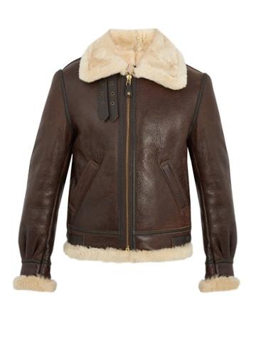 Matchesfashion.com Schott - Military B 3 Shearling Lined Leather Jacket - Mens - Brown