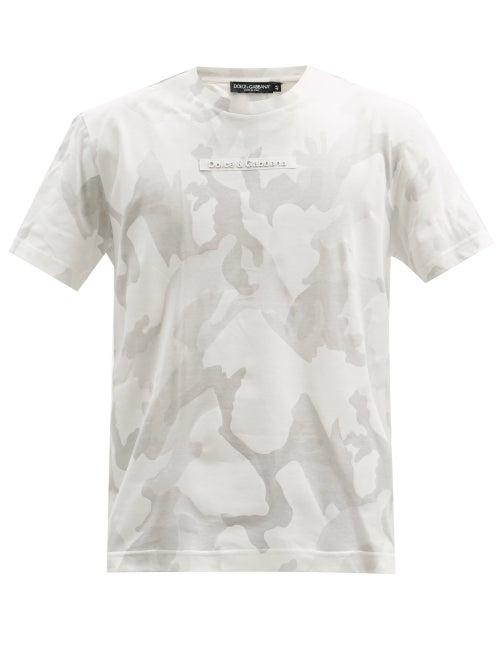 Matchesfashion.com Dolce & Gabbana - Camouflage-print Cotton T-shirt - Mens - White Multi