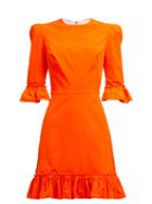 Matchesfashion.com The Vampire's Wife - Festival Ruffle Trimmed Cotton Corduroy Dress - Womens - Orange