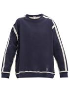 Matchesfashion.com Loewe - Contrast-seams Logo-embroidered Cotton Sweatshirt - Mens - Navy