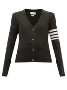 Ladies Rtw Thom Browne - Four-bar Intarsia Wool Cardigan - Womens - Khaki