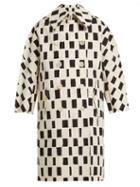 Matchesfashion.com Junya Watanabe - Rectangle Print Point Collar Cotton Coat - Womens - White Black