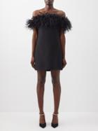 Valentino - Ostrich Feather-trimmed Wool-blend Dress - Womens - Black