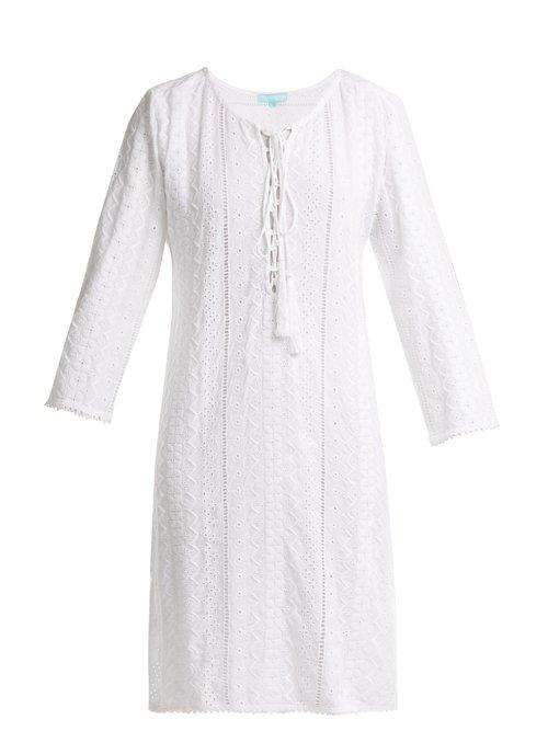 Matchesfashion.com Melissa Odabash - Bella Lace Up Broderie Anglaise Dress - Womens - White