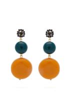 Marni Circle And Flower Drop Earrings