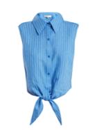 Diane Von Furstenberg Tie-front Sleeveless Striped Linen Shirt
