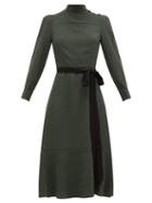 Matchesfashion.com Cefinn - Waist Tie Voile Midi Dress - Womens - Khaki