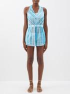 Missoni - Chevron-knit Halterneck Playsuit - Womens - Blue