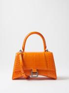 Balenciaga - Hourglass S Crocodile-effect Leather Bag - Womens - Orange