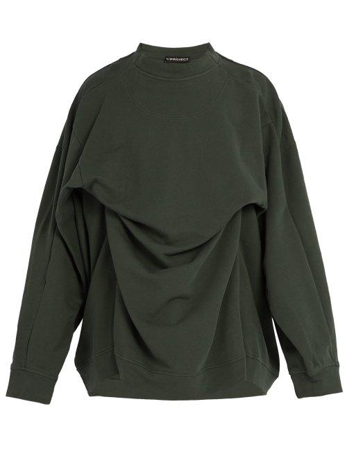 Matchesfashion.com Y/project - Double Layer Cotton Sweatshirt - Mens - Khaki