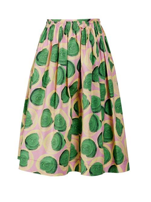 Matchesfashion.com Marni - Clematis Print Poplin Skirt - Womens - Pink Multi