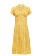 Matchesfashion.com Hvn - Morgan Love Notes Silk Dress - Womens - Yellow