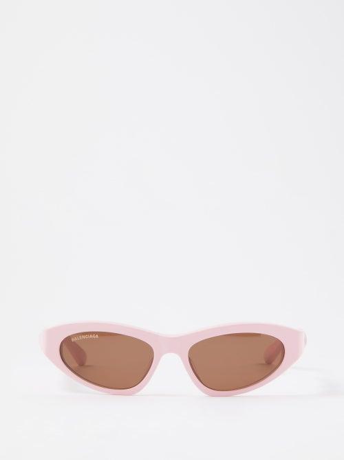 Balenciaga Eyewear - Twist Cat-eye Acetate Sunglasses - Womens - Pink Multi