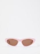 Balenciaga Eyewear - Twist Cat-eye Acetate Sunglasses - Womens - Pink Multi