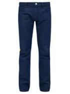 Matchesfashion.com Raf Simons - Appliqu Tape Straight Leg Denim Jeans - Mens - Navy