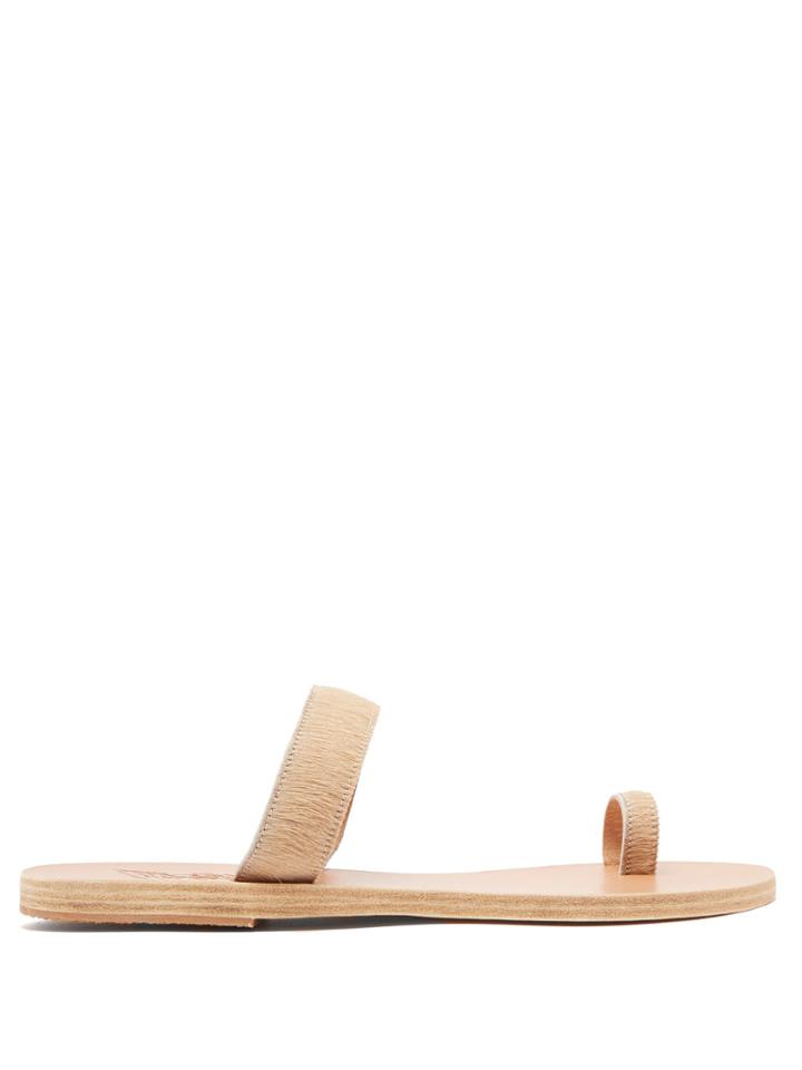 Ancient Greek Sandals Thalia Calf Hair And Leather Sandals