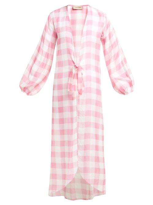 Matchesfashion.com Adriana Degreas - Tie Waist Gingham Robe - Womens - Pink