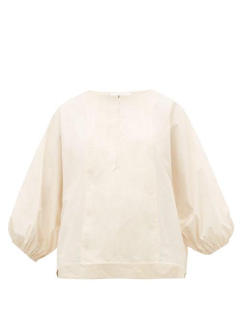 Matchesfashion.com Apiece Apart - Bequia Balloon Sleeve Cotton Poplin Top - Womens - Cream