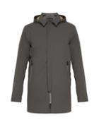 Matchesfashion.com Herno - Sky Line Hooded Coated Cotton Jacket - Mens - Dark Grey