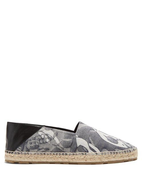 Matchesfashion.com Alexander Mcqueen - Abstract Jacquard Foldable Heel Espadrilles - Mens - Grey