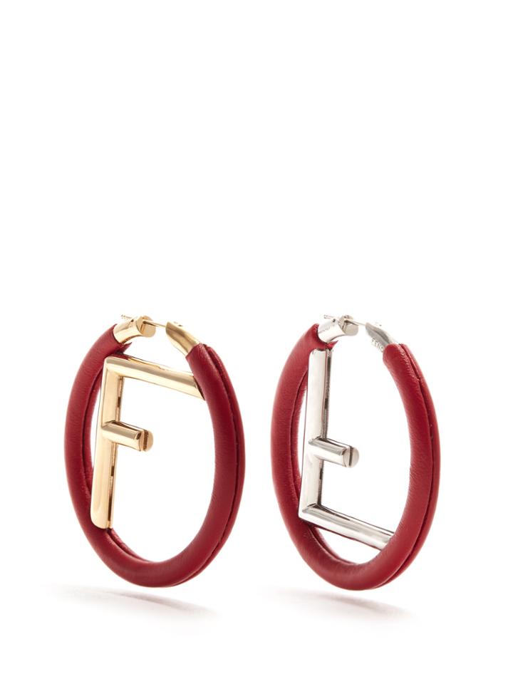 F Is Fendi Leather Earrings