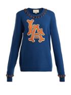 Matchesfashion.com Gucci - La Dodgers Embroidered Wool Sweater - Womens - Navy Multi