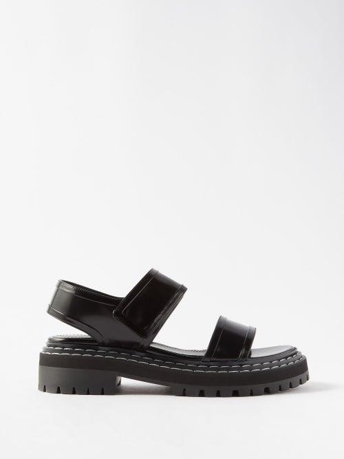 Proenza Schouler - Contrast-topstitching Patent-leather Sandals - Womens - Black