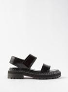 Proenza Schouler - Contrast-topstitching Patent-leather Sandals - Womens - Black