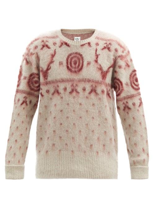 Matchesfashion.com South2 West8 - Nordic-jacquard Mohair-blend Sweater - Mens - Beige