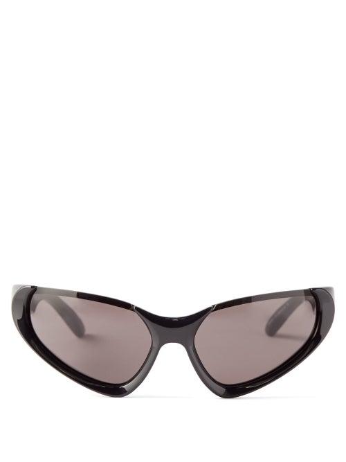 Balenciaga - Xpander Wraparound Acetate Sunglasses - Womens - Black