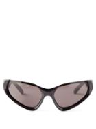 Balenciaga - Xpander Wraparound Acetate Sunglasses - Womens - Black