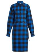 Matchesfashion.com Vetements - Tie Waist Checked Cotton Flannel Shirtdress - Womens - Black Blue