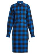 Matchesfashion.com Vetements - Tie Waist Checked Cotton Flannel Shirtdress - Womens - Black Blue