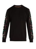 Matchesfashion.com Paul Smith - Floral Embroidered Cotton Jersey Sweatshirt - Mens - Black