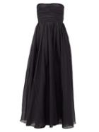 Matchesfashion.com Brock Collection - Gathered-bodice Cotton-blend Voile Gown - Womens - Black